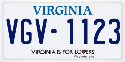 VA license plate VGV1123
