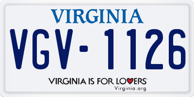 VA license plate VGV1126