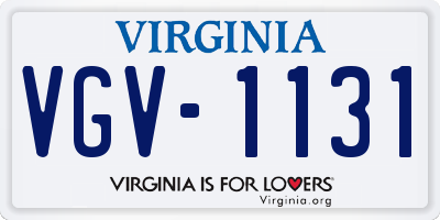VA license plate VGV1131