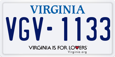 VA license plate VGV1133
