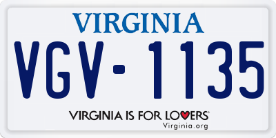 VA license plate VGV1135