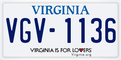 VA license plate VGV1136