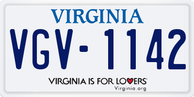 VA license plate VGV1142