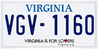 VA license plate VGV1160