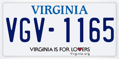 VA license plate VGV1165