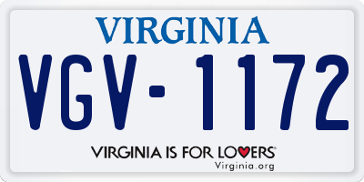 VA license plate VGV1172