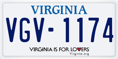 VA license plate VGV1174