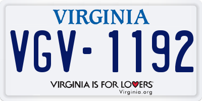 VA license plate VGV1192