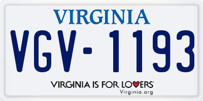 VA license plate VGV1193