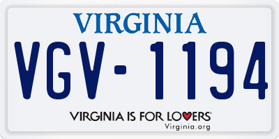 VA license plate VGV1194