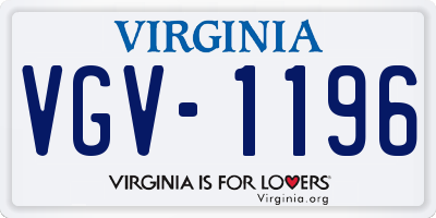VA license plate VGV1196
