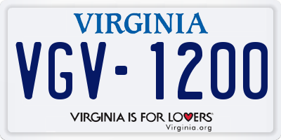 VA license plate VGV1200