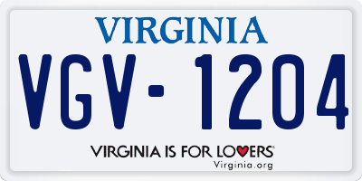 VA license plate VGV1204