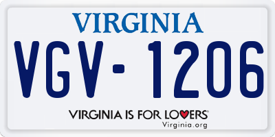 VA license plate VGV1206