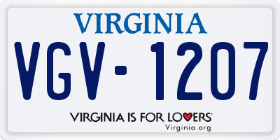 VA license plate VGV1207