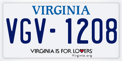 VA license plate VGV1208