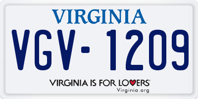 VA license plate VGV1209