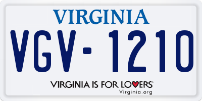 VA license plate VGV1210
