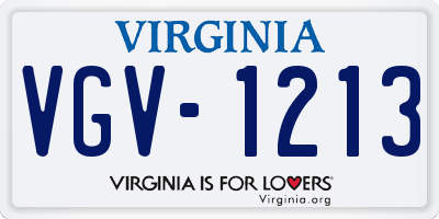 VA license plate VGV1213