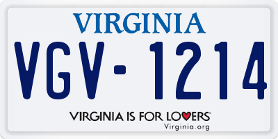 VA license plate VGV1214