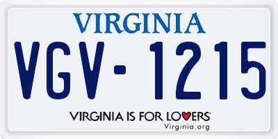 VA license plate VGV1215