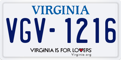 VA license plate VGV1216