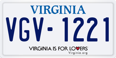VA license plate VGV1221