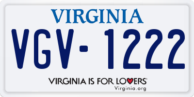 VA license plate VGV1222