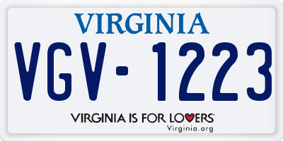VA license plate VGV1223