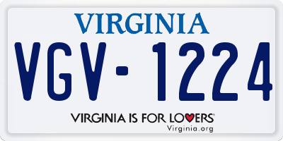 VA license plate VGV1224