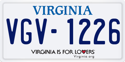 VA license plate VGV1226