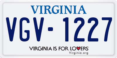 VA license plate VGV1227