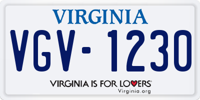 VA license plate VGV1230