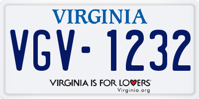 VA license plate VGV1232
