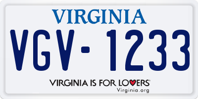 VA license plate VGV1233
