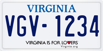 VA license plate VGV1234