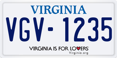 VA license plate VGV1235