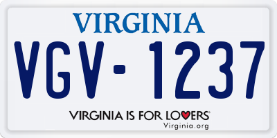 VA license plate VGV1237