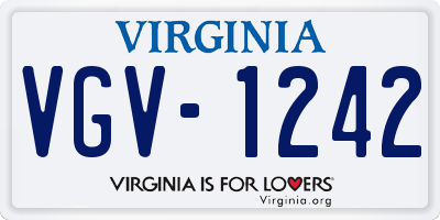 VA license plate VGV1242