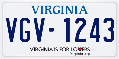 VA license plate VGV1243
