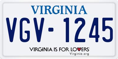 VA license plate VGV1245