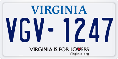 VA license plate VGV1247
