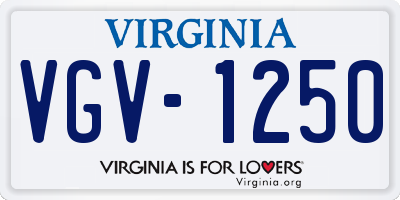 VA license plate VGV1250