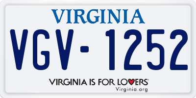 VA license plate VGV1252