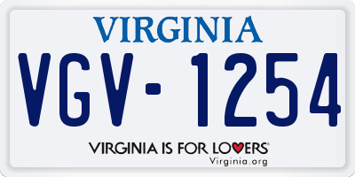 VA license plate VGV1254