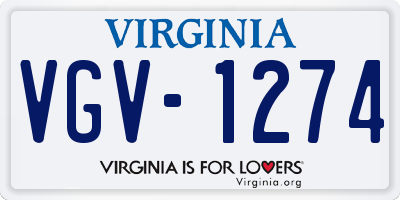 VA license plate VGV1274