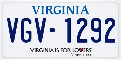 VA license plate VGV1292