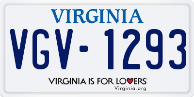 VA license plate VGV1293