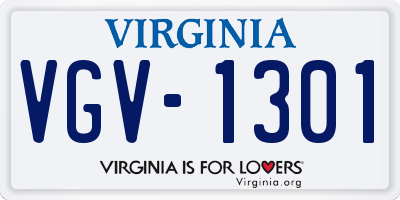 VA license plate VGV1301