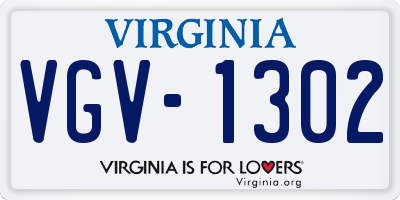 VA license plate VGV1302